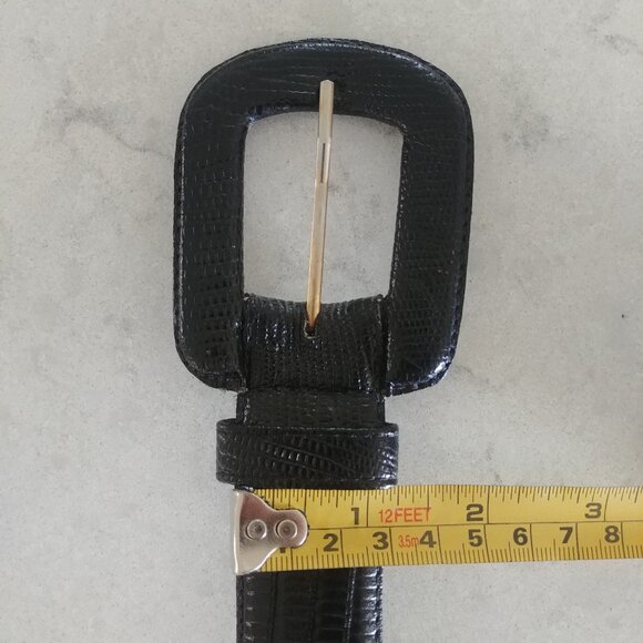 Vintage made in Canada Womens Small black leather belt snakeskin look 28 - Picture 12 of 13